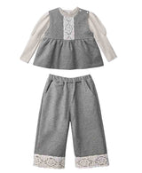 Grey Lace-Layered Tunic Set