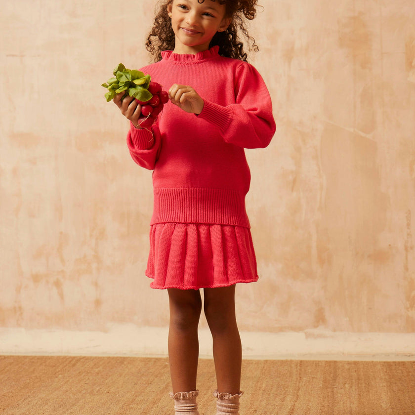 Ruffled Collared Jumper | Raspberry