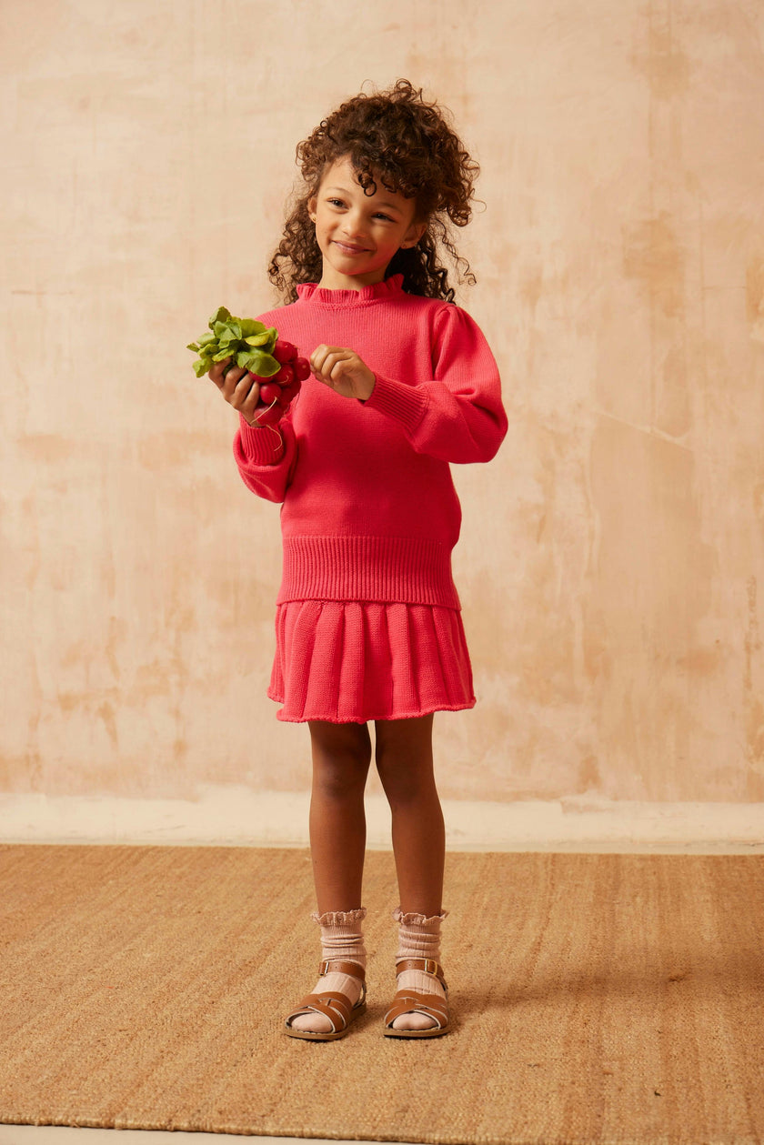Ruffled Collared Jumper | Raspberry