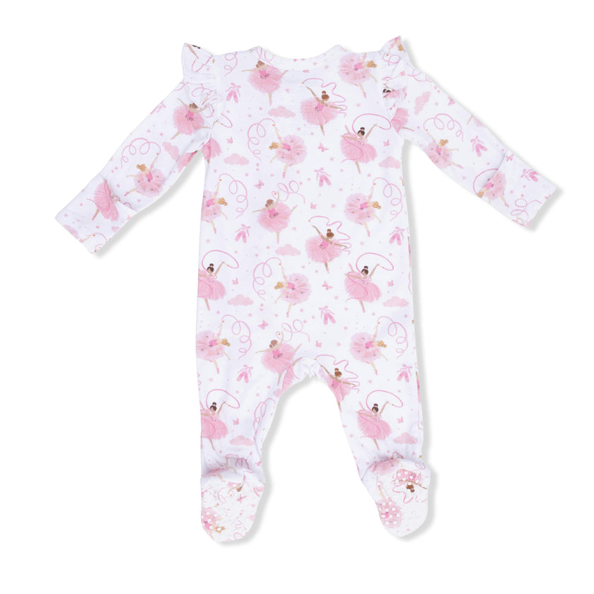 Ribbon Ballerinas - 2 Way Ruffle Sleeve Zipper Footie