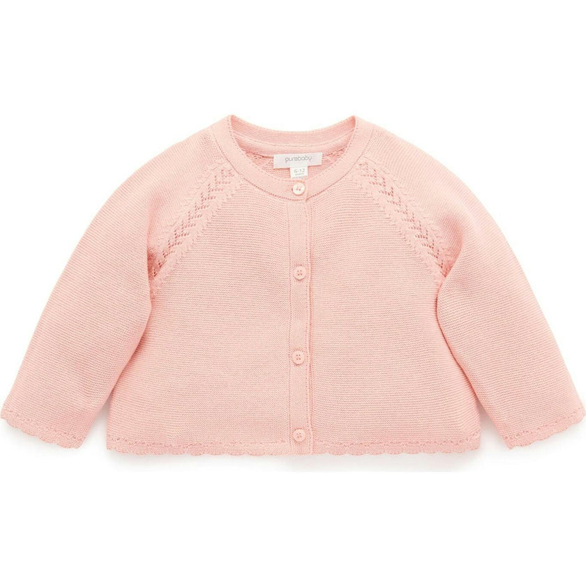 Scalloped Cardigan Guava Melange