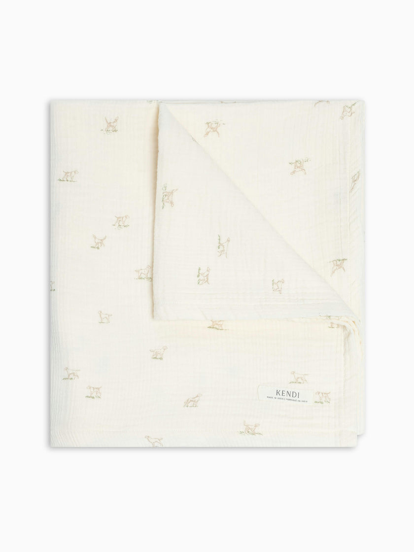Muslin Swaddle Blanket - Field Dog