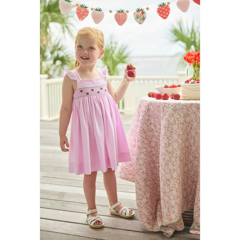 Smocked Lizzy D Dress - Strawberries