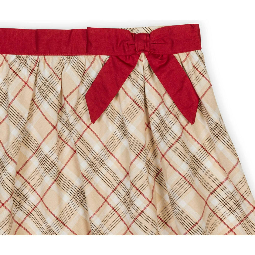 Organic Pull-on Bow Sash Party Skirt, Beige