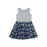 Print Mix Tank Skirted Dress, Blockprint Sardines