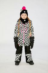 Two Piece Teknik Snowsuit White And Bright Pink Checkered Print