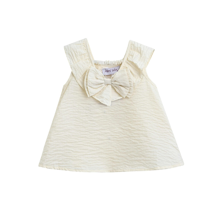 Ivory Pink Strap Bow Shorts Set