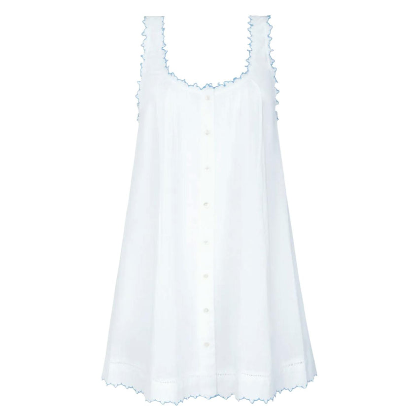 women's white scalloped button up dress