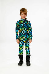 Two Piece Thermal Underwear Blue Checkered Print