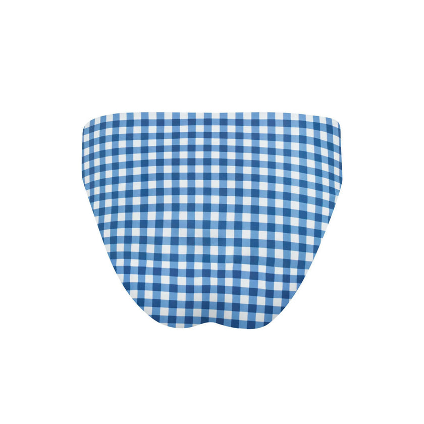women's navy picnic gingham mid rise bikini bottom