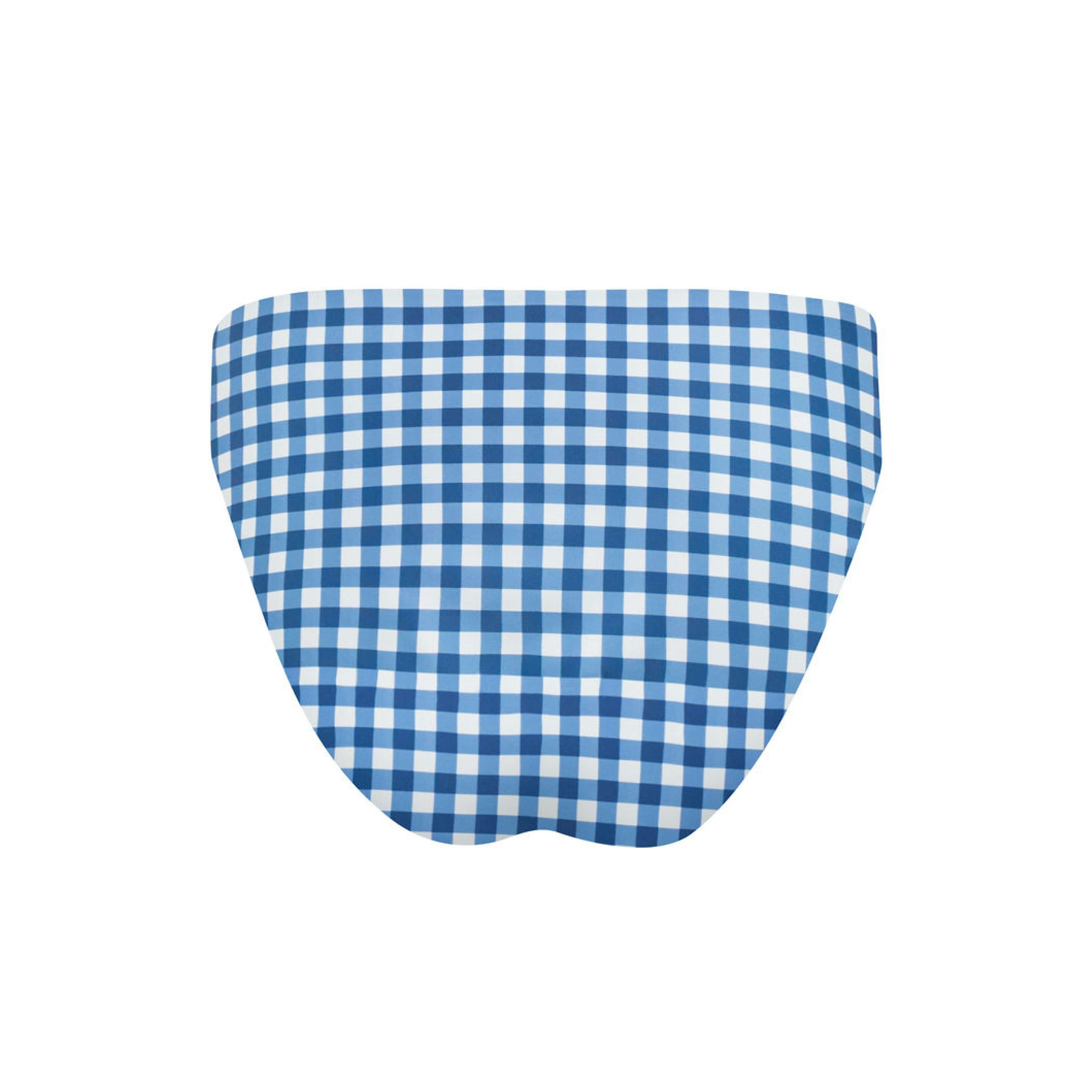 women's navy picnic gingham mid rise bikini bottom