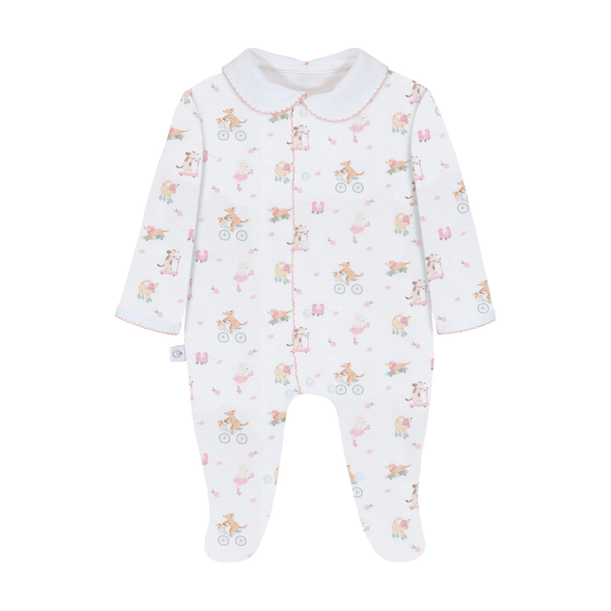 Roller Pups Girl Pima Cotton Baby One-Piece Pajamas