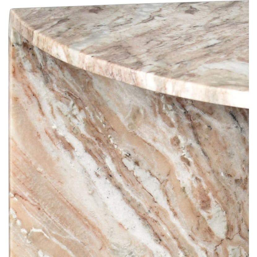 Patrice 20" Art Deco Minimalist Natural Marble Handmade Demilune Side Table