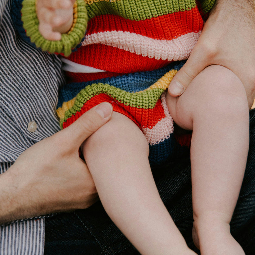Canela Baby Jumper Tulip Red Multicolor Stripes