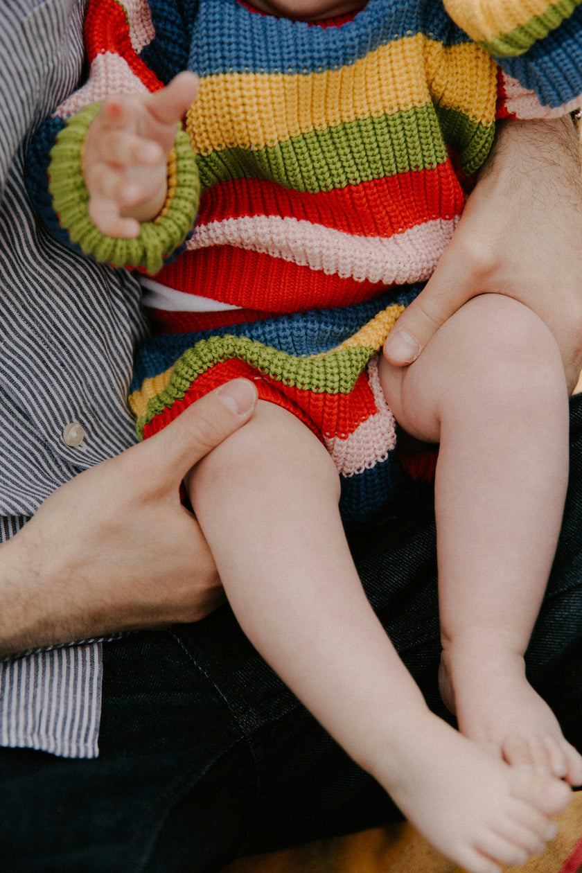 Canela Baby Jumper Tulip Red Multicolor Stripes