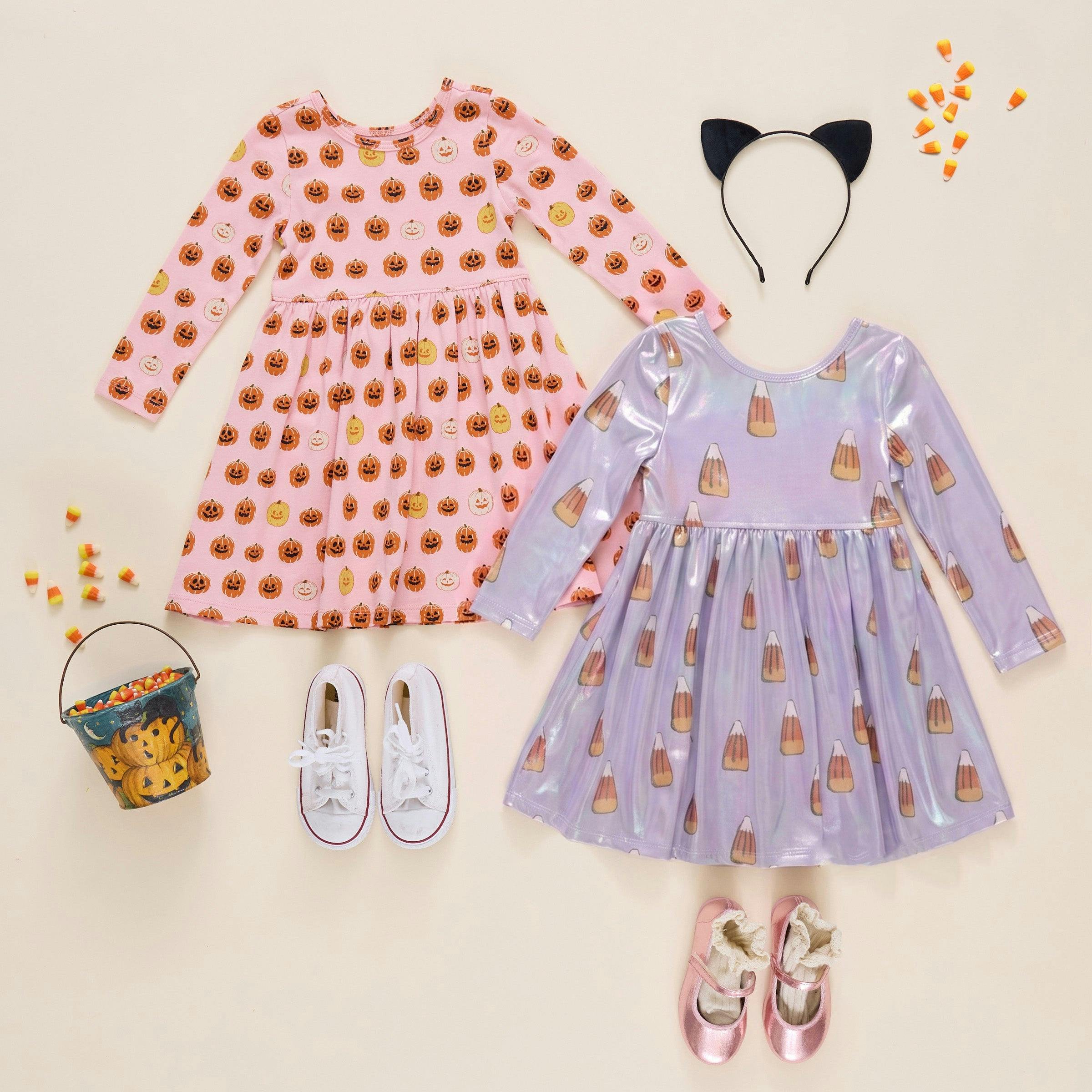 Girls Lame Steph Dress - Lavender Candy Corn