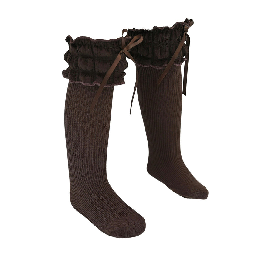 Ruffled Ribbon Long Socks