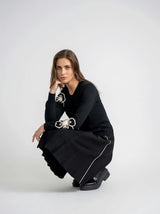 Contrast Embroidered Cardigan
