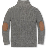 Organic Mock Neck Cardigan Stitch Sweater, Grey