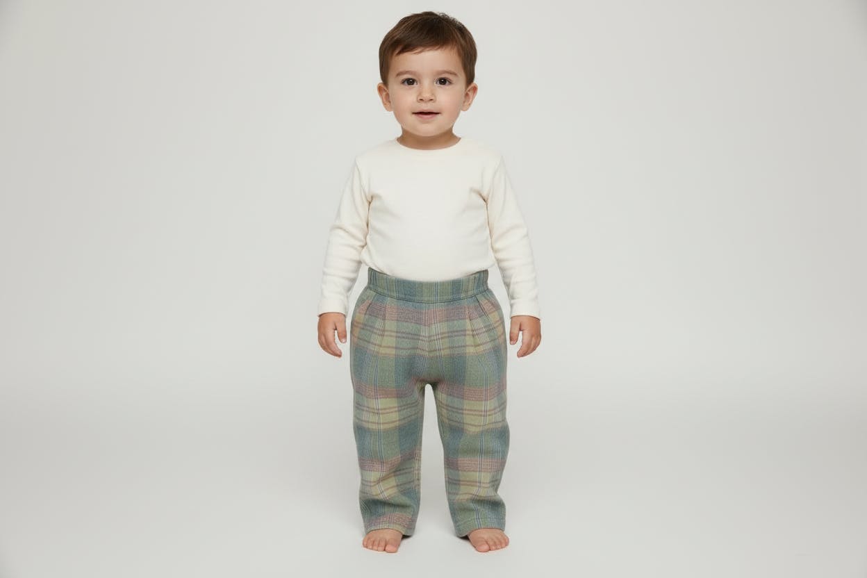 The Highland Pleated Checked Corduroy Pants - Blue