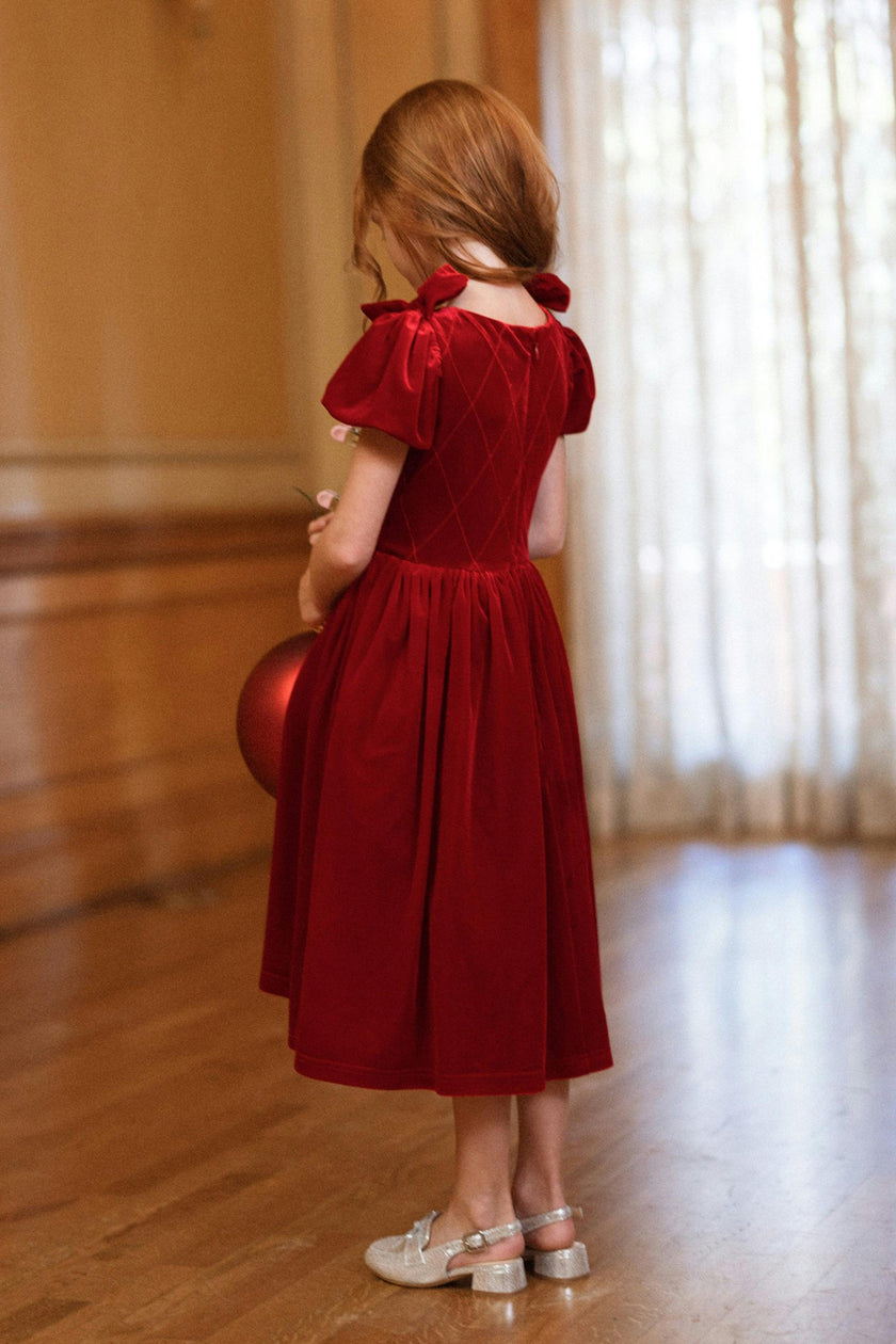 Mini Tiara Dress in Poinsettia Velvet