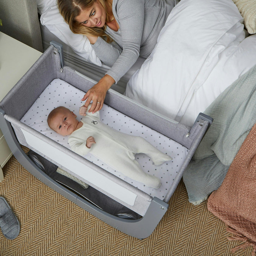 Shnuggle Air Lite Bedside Bassinet | Infant Crib | Height Adjustable Baby Bed with Mattress