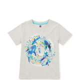 Sharks & Diver Graphic Tee, Green