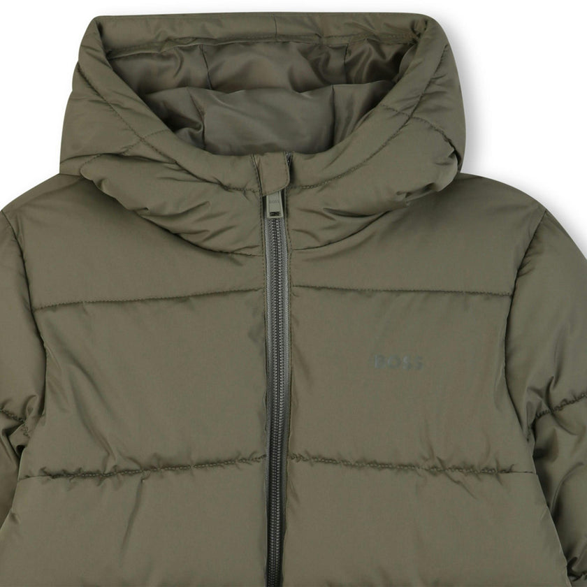 Olive Green Hooded Puffer Coat