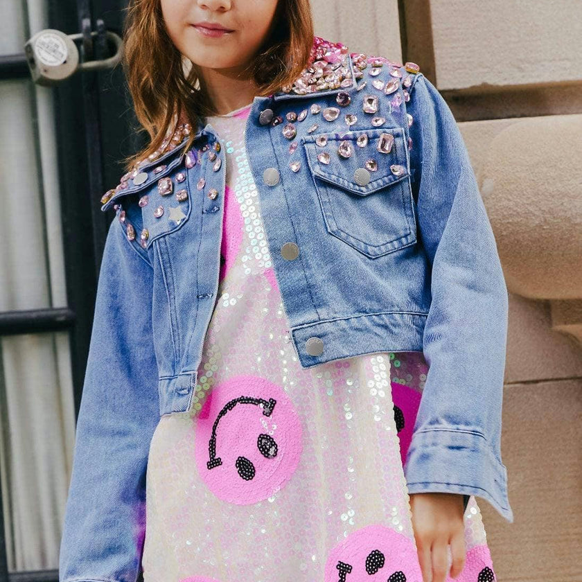 Pinkie Happy Emoji Short Puff Sleeve Dress