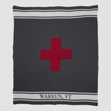 Custom Personalized Sustainable Knit Throw Blanket - Swiss Cross with Stripe