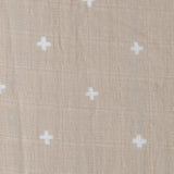 Cotton Muslin Crib Sheet - Taupe Cross