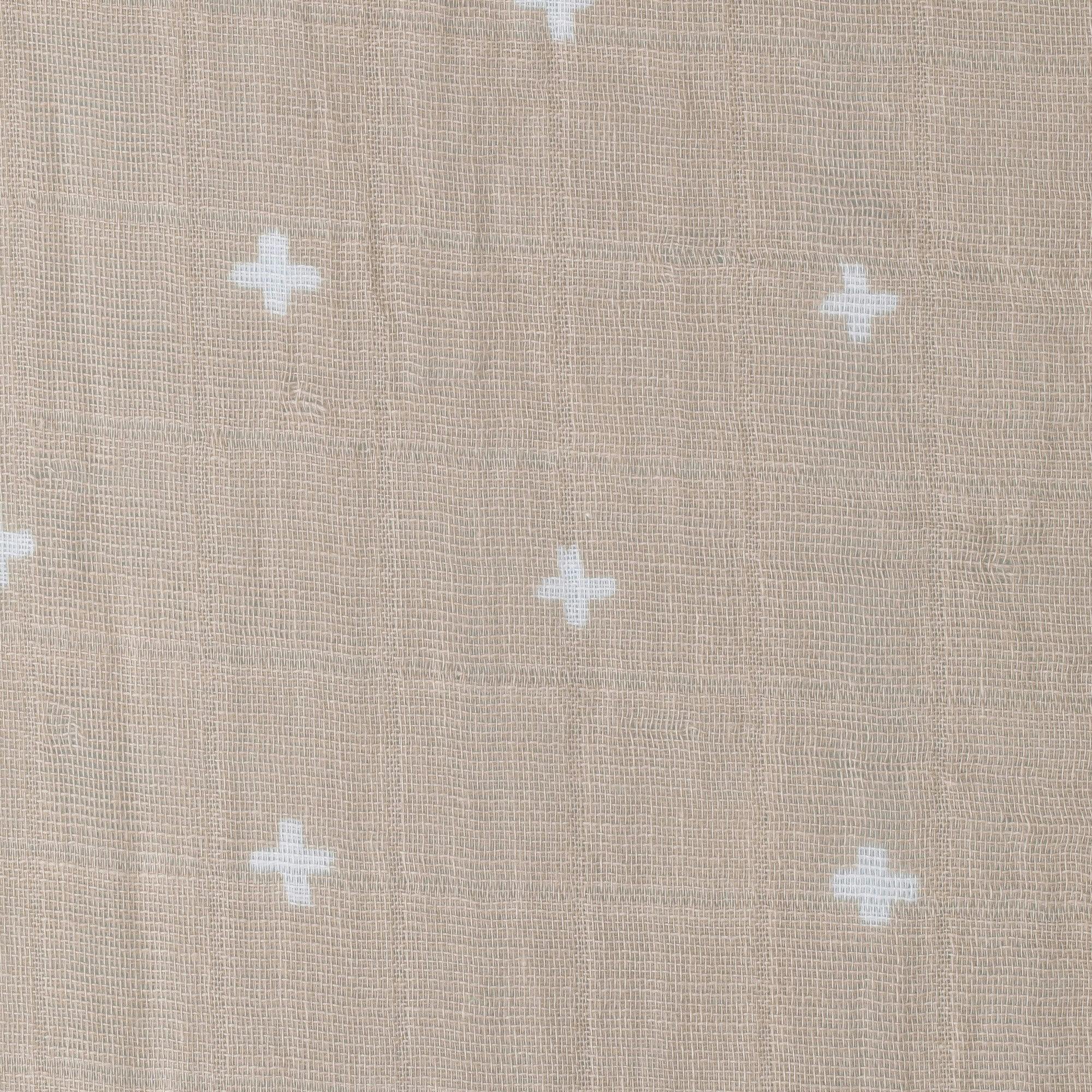 Cotton Muslin Crib Sheet - Taupe Cross