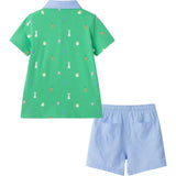 Boys Knit Polo & Short Set | Bunny Toss