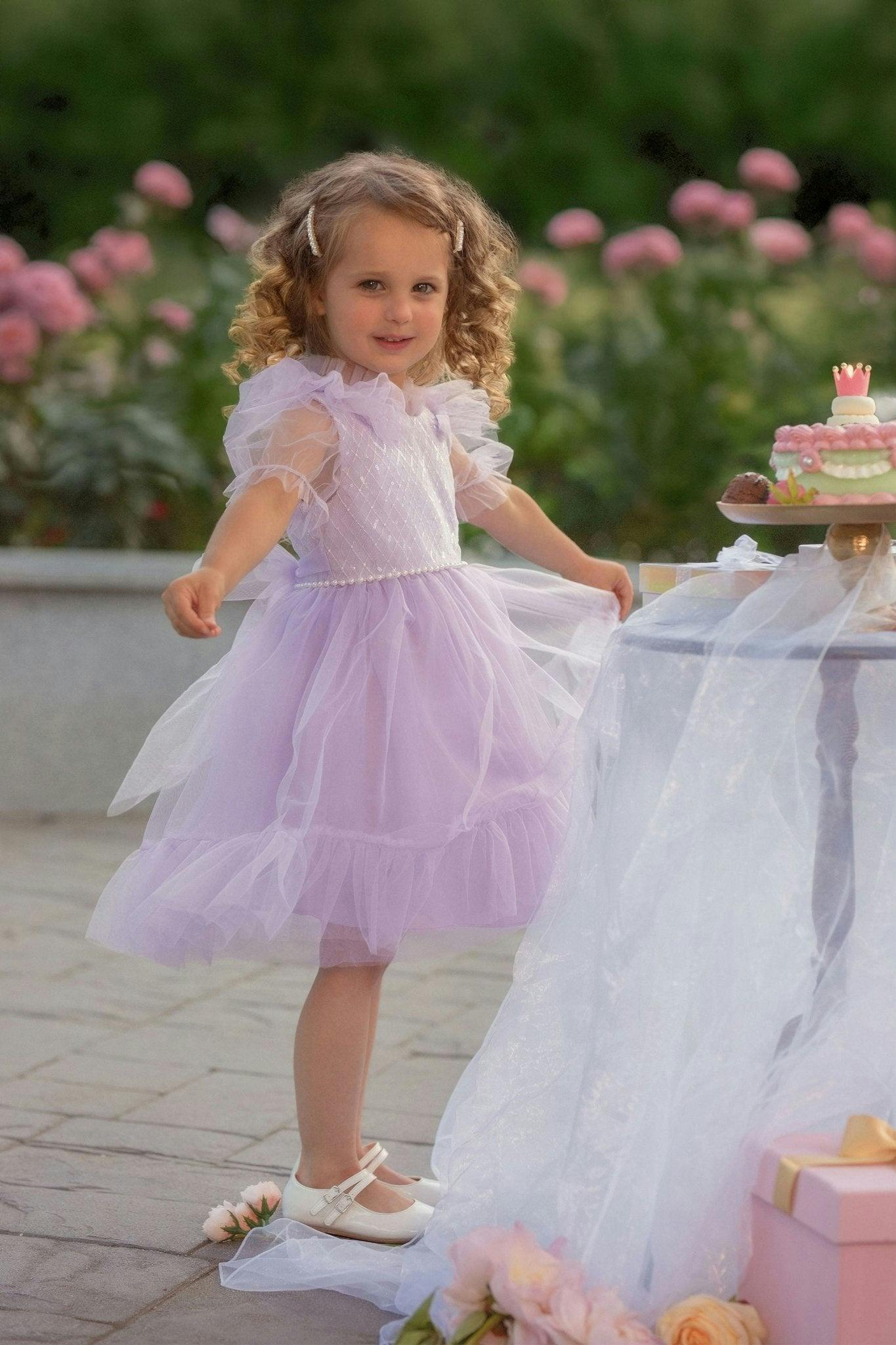Dreamy Lilac Princess Tulle Birthday Dress for Girls