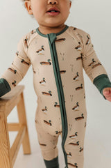 Baby Boy Long Sleeve Zip Romper in Mallard Ducks