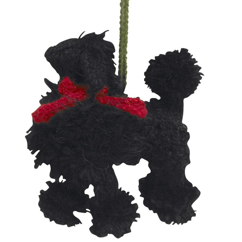 Black Poodle Dog Hand Knit Christmas Ornament