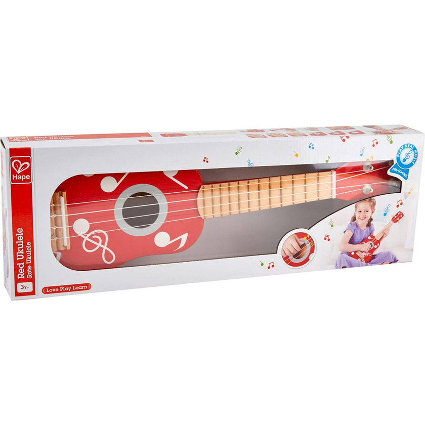 Kid's Wooden 21" Toy Ukulele in Red for Toddlers