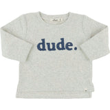 Denim "dude" Applique Raw Edge Baby Rib Tee