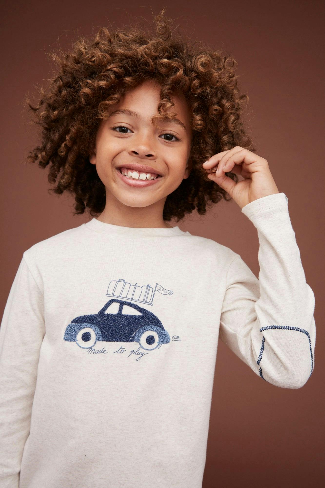 Long Sleeve Embroidered Car T-shirt