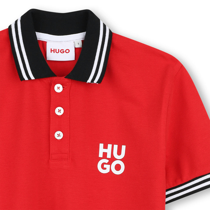 Red Contrast Collar Polo