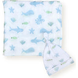 Bamboo Muslin Swaddle Blanket & Topknot Set