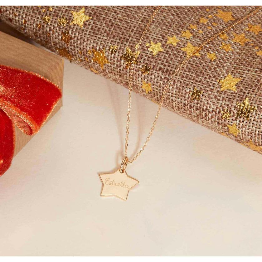 Personalized Star Necklace, 14k Gold Plated