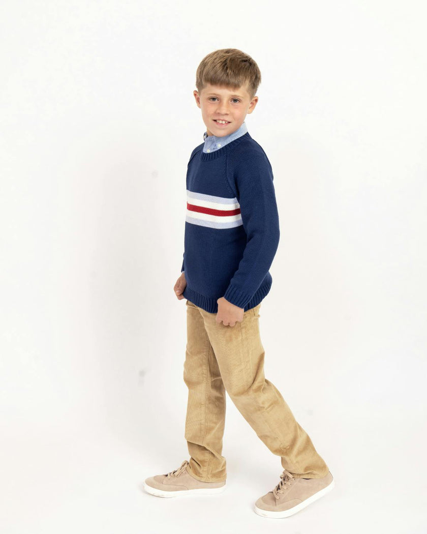 Kids Alpine Stripe Sweater in Navy Blue