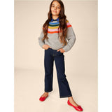 Denim-Like Drawstring Wide Leg Flare Pocket Pants, Blue