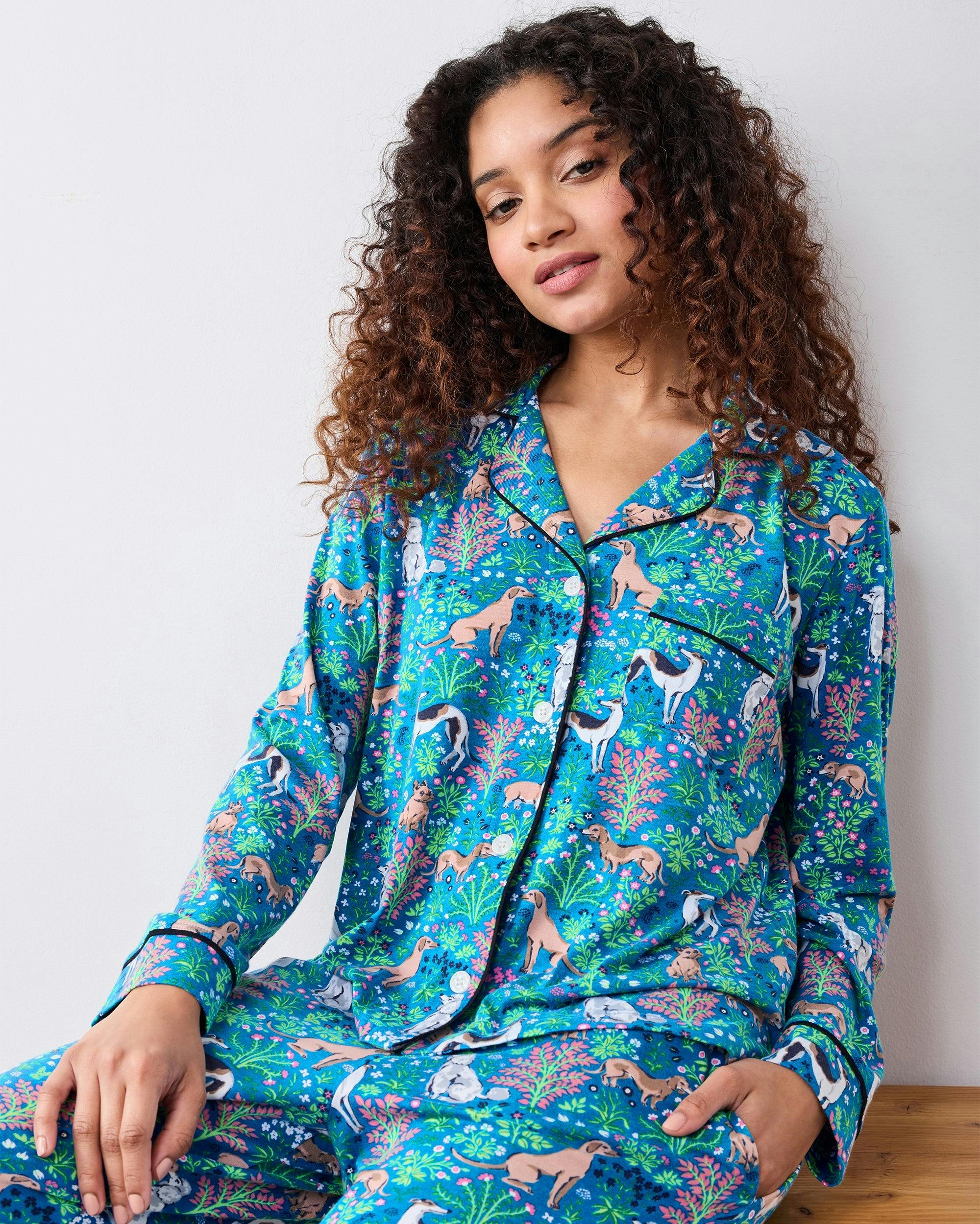 Must Love Dogs - Organic Pima Modal Knit Long PJ Set - Cerulean
