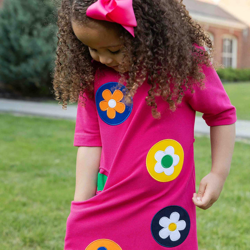 Pique Knit Dress With Flower Dots