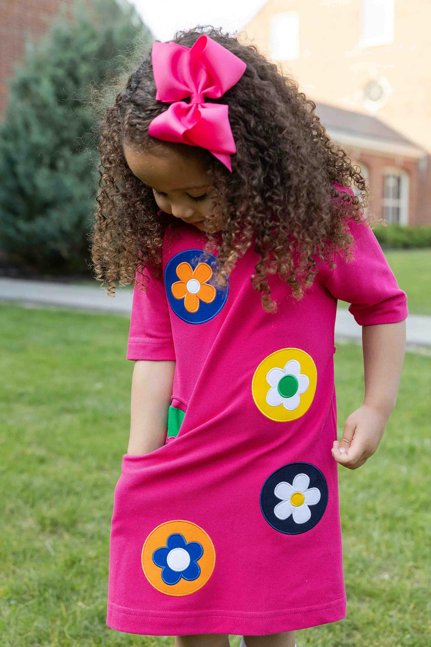Pique Knit Dress With Flower Dots