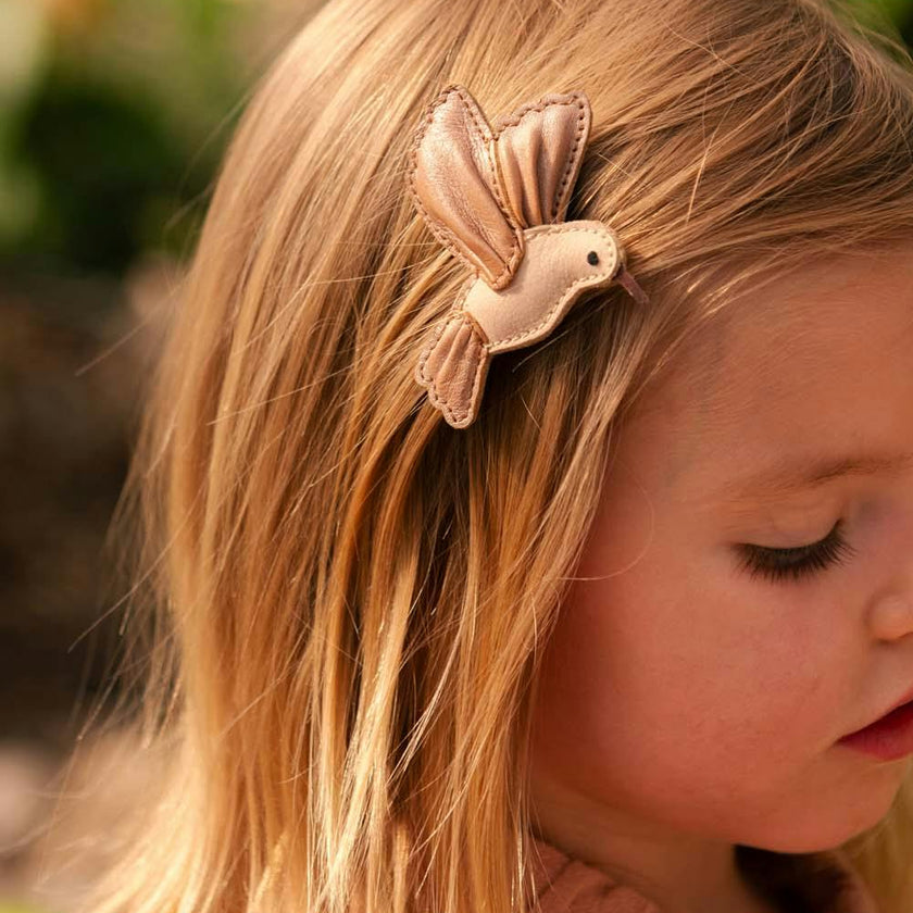 Zaza Sky Hairclip | Hummingbird | Clay Metallic Leather