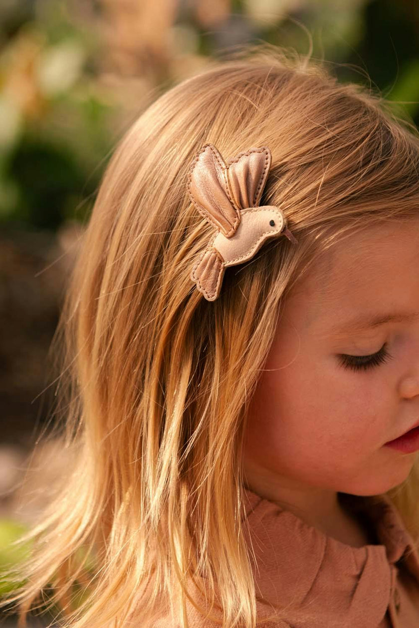 Zaza Sky Hairclip | Hummingbird | Clay Metallic Leather