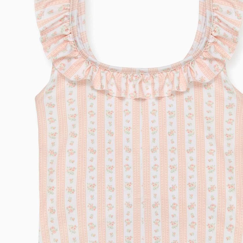 Pink Floral Stripe Opal Girl Swimsuit
